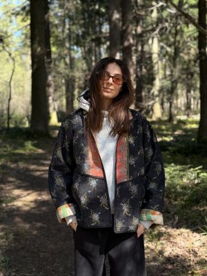Prošívaná bunda kantha Moonlight Indigo