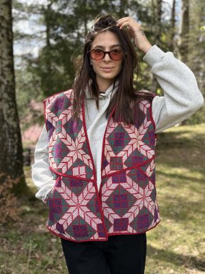 Prošívaná vesta kantha Sunset Ocean Layer