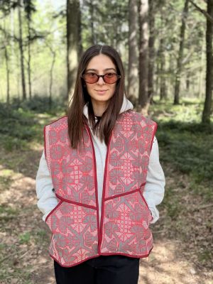 Prošívaná vesta kantha Raspberry Drift 