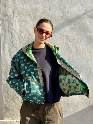 Prošívaná bunda kantha Olive