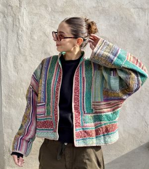 Prošívaná bunda kantha Azure