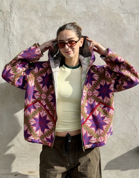 Prošívaná bunda kantha Amethyst Prošívaná bunda kantha Amethyst