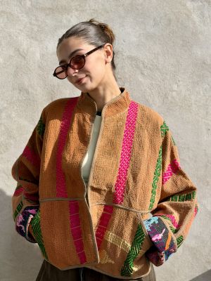 Prošívaná bunda kantha Caramel
