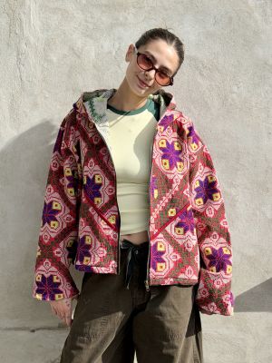 Prošívaná bunda kantha Plum