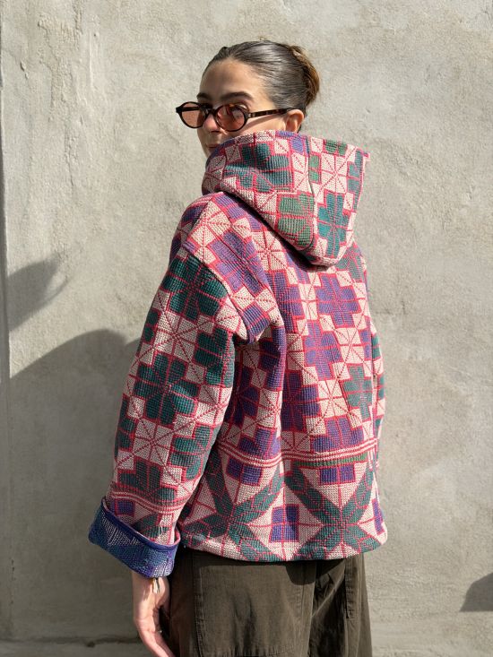 Prošívaná bunda kantha Bluebell
