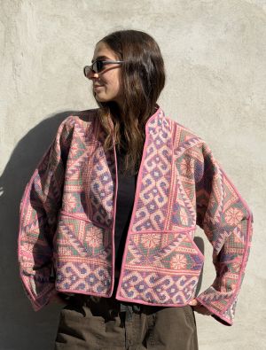 Prošívaná bunda kantha Rose Dust
