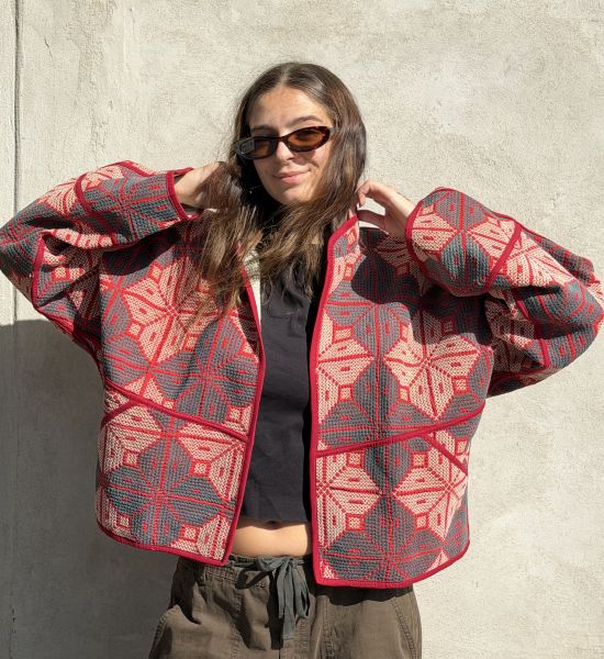 Prošívaná bunda kantha Terra Rose Prošívaná bunda kantha Terra Rose
