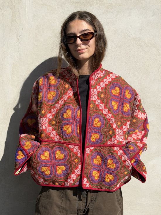Prošívaná bunda kantha Boho Prošívaná bunda kantha Boho