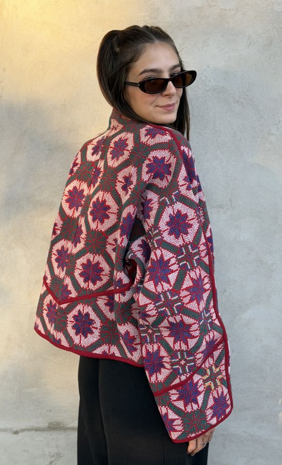 Prošívaná bunda kantha Scarlet Prošívaná bunda kantha Scarlet