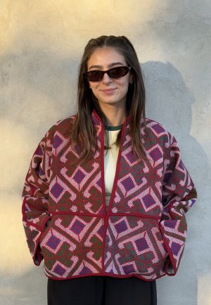 Prošívaná bunda kantha Cranberry